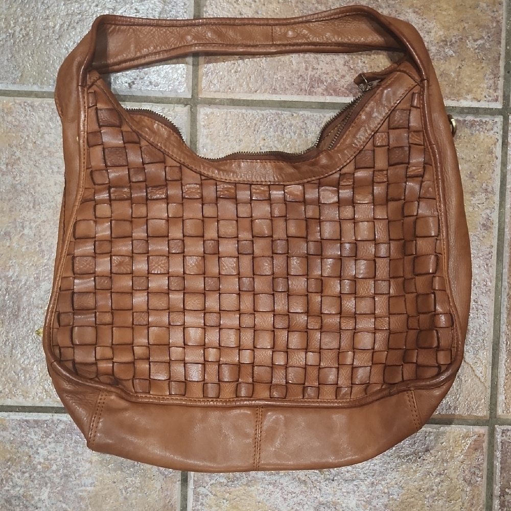 Marta Ponti Brown Woven Leather Shoulder Bag Great Condition